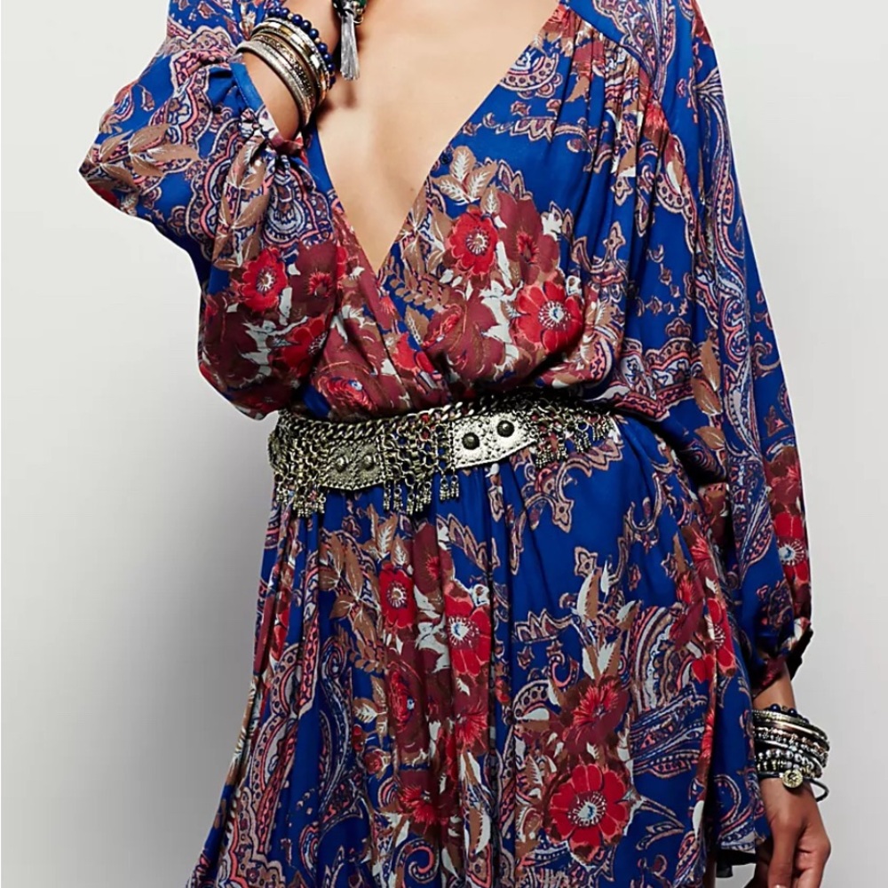 Free People High Plains Floral Mini Dress S boho casual hippie